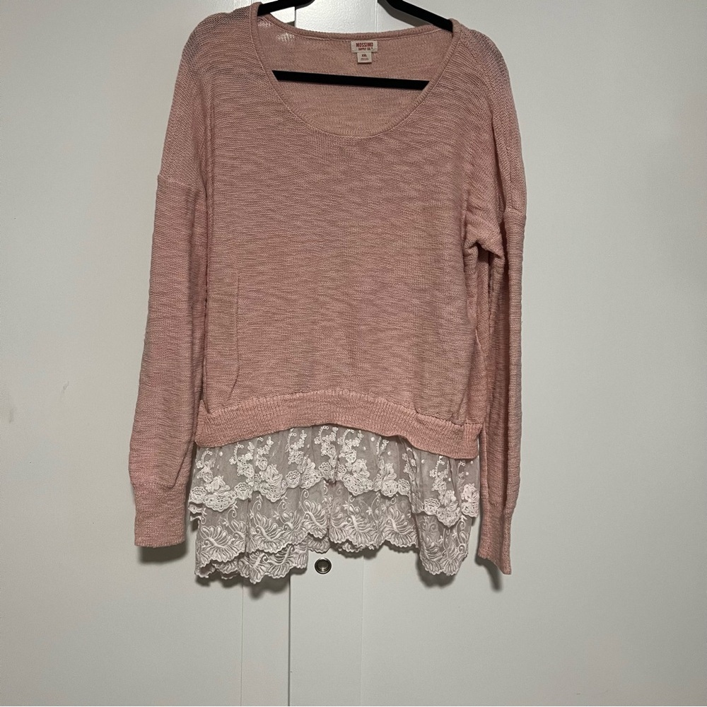 Blush Pink Sweater with Lace Detail Size XXL Boho Cottagecore airy feminine - Picture 2 of 8